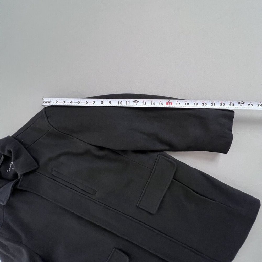 Calvin Klein Men Coat Wool Blend Size MEDIUM Black Hidden Zipper Snap Collared - Picture 7 of 8